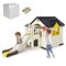 Outdoor Play House And Slide Set For Kids W/ 7 Pcs Toy Set And Waterproof Cover Yellow